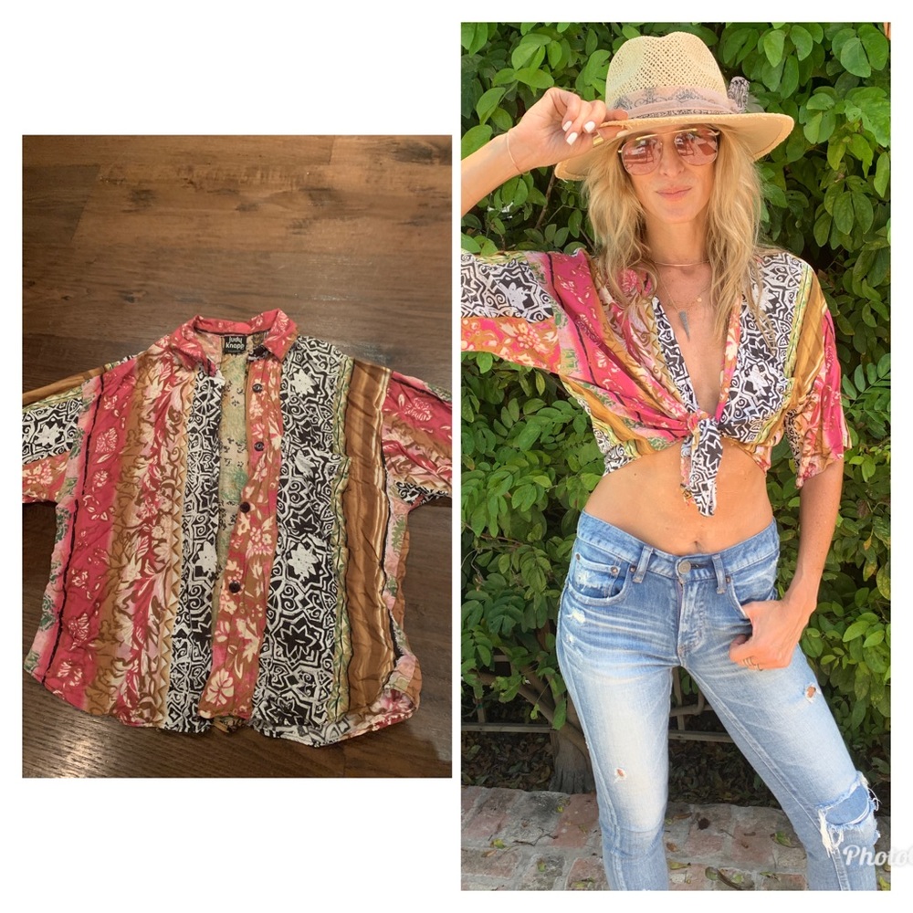 Vintage 80s Judy Knapp abstract print blouse